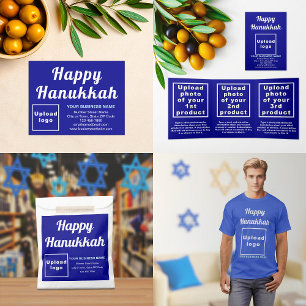 Business Hanukkah Greeting on Blue Round Button