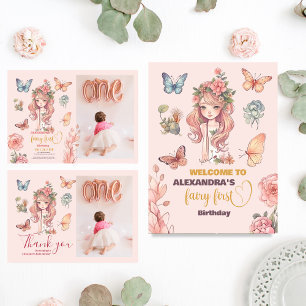 Boho Fairy First Girl's 1st Birthday Invitation