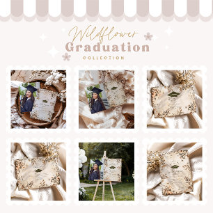 Rustic Vintage Wildflower Bloom Graduation Invitation