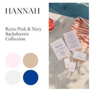 Retro Navy & Pink Stripes Bachelorette Sparkling Wine Label