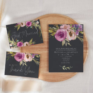 Dusty rose violet Faire-part de mariage Floral