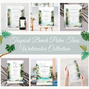 Elegant Watercolor Palm Tree Beach Bridal Shower Invitation
