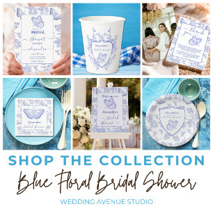 Blue Chinoiserie Floral Bridal Shower receipe  Enclosure Card