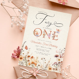 Little Fairy Floral Garden Photo First Birthday Invitation Postcard
