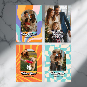 "A Year in Review" Retro Dog Lovers Photo Collage Holiday Card