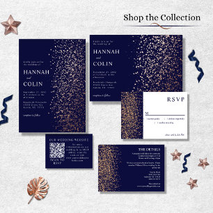 Invitation En Aluminium Stardust or Rose de la marine romantique