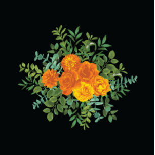 Orange & Black Gothic Peony & Rose Floral Wedding Invitation