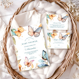 Soft Watercolor Butterfly Baby Shower Invitation