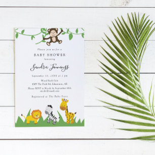 Safari Baby Shower Jungle Animals Cute Boy Invitation