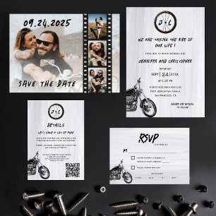 Modern Motorcycle Adventure Wedding Photos Save The Date