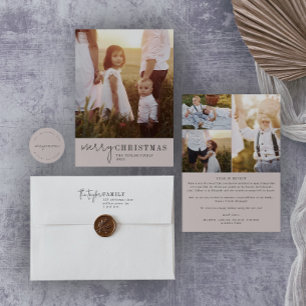 Modern Chic Neutral Christmas Photo Year in Review Holiday Card