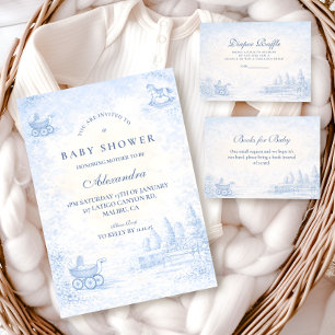 French Blue Toile Baby Shower Napkin