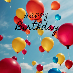 Sky High Celebrations: A Burst of Birthday Wishes Wrapping Paper Sheet