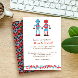Cute Robot Theme Wedding Save the Date Magnet