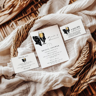 Black Pearl Bow Bridal Shower Thank You Card