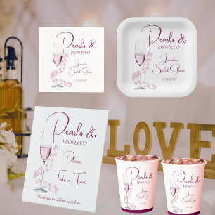 Pearls Prosecco Pink Modern Bridal Shower Backdrop Tapestry