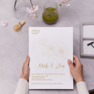 Invitation Fleur d'or lunaire blanc minimal