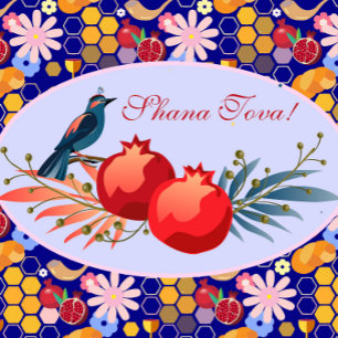 Happy Rosh Hashanah Jewish New Year Floral Magnet