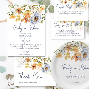 Baby in bloom wildflowers baby shower  invitation