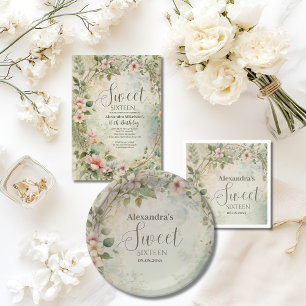 Romantic Pastel Wildflowers Sweet 16 Invitation