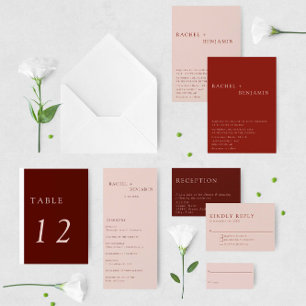 Invitation Tout En Un Moderne minimaliste Boho Terracotta Mariage Élégan