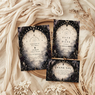 Timeless Gothic Celestial Wedding Thank You Card