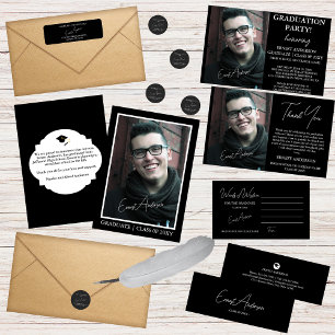 Black and White Modern Graduation Return Address
