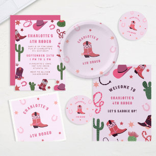 Pink Cowgirl Rodeo Western Birthday Party Classic Round Sticker