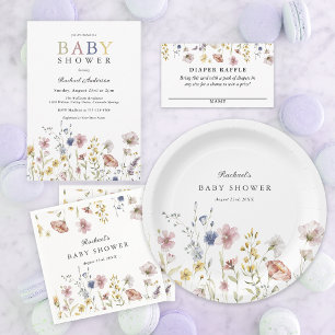 Boho Fresh Wildflowers Baby Shower Invitation