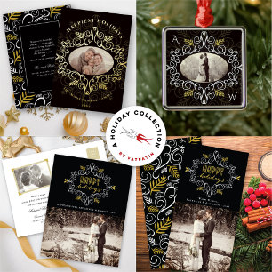 Festive Foliage Art Deco Happy Holidays Address