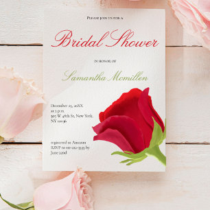 Elegant Classy Red Rose Bridal Shower Invitation
