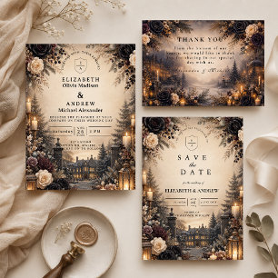 Gothic Moody Winter Wedding Thank You Card