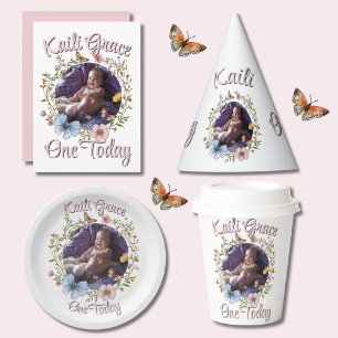 Girl's 1st Birthday Spring Butterfly Invitation