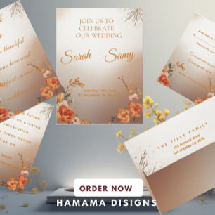 Elegant Saffron Floral Wedding Invitation Set
