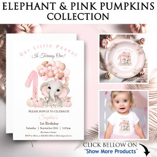 Elephant Fall 1st Birthday Girl Personalized Name Wrapping Paper Sheet