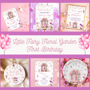 Enchanted Forest Pink Fairy Wildflower Birthday Invitation