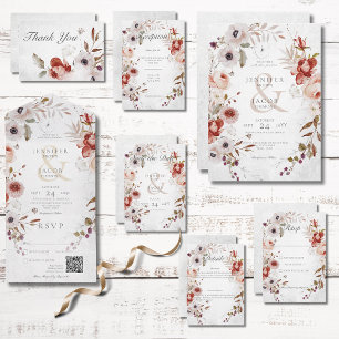 Romantic White Pink Floral Wedding Details Enclosure Card