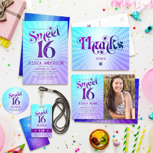 Serviette En Papier Sweet 16 Super Purple Blue Gradient Boho Retro