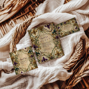 Beaded Fleur-de-Lis Mardi Gras Masquerade Invitation