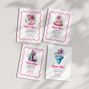 Hot Pink Funny Flamingo Beach Bachelorette Weekend Invitation