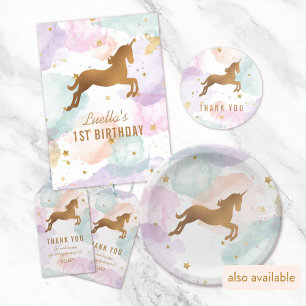 Pastel Unicorn Birthday Party Paper Plate