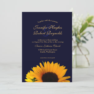 Photo Navy Blue Sunflower Wedding Guest Book