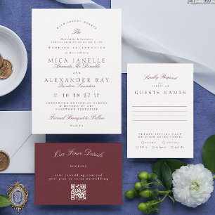 Classic Elegant Maroon Burgundy Formal Wedding Enclosure Card