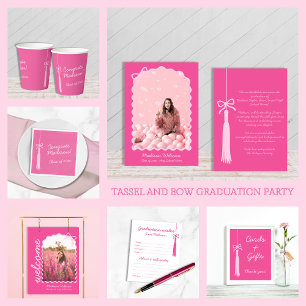 Chic Cards & Gifts Tassel Bow Pink Graduation Sign