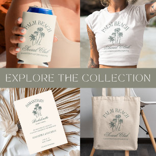 Retro Luxe Beach Bachelorette Logo Girls Trip Invitation