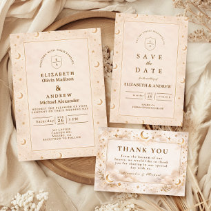 Celestial Moon And Stars Wedding Invitation