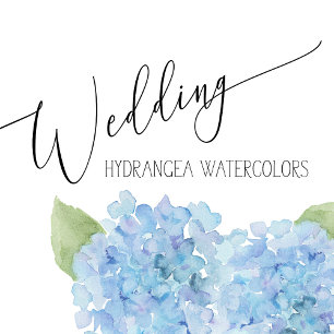 Photo Wedding Invitation  - Blue Hydrangeas