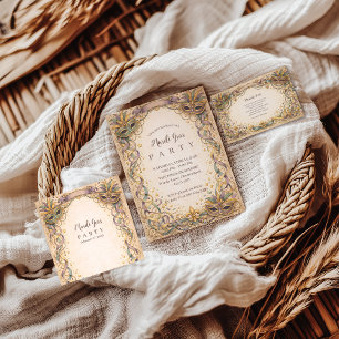 Elegant Ribbon Mask Mardi Gras Masquerade Invitation