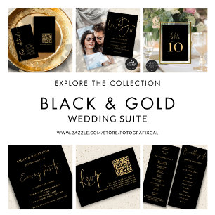 Classy 2 Photos Gold Black Wedding  Save The Date