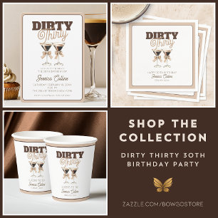 Dirty Thirty Espresso Cocktail 30th Birthday Party Invitation